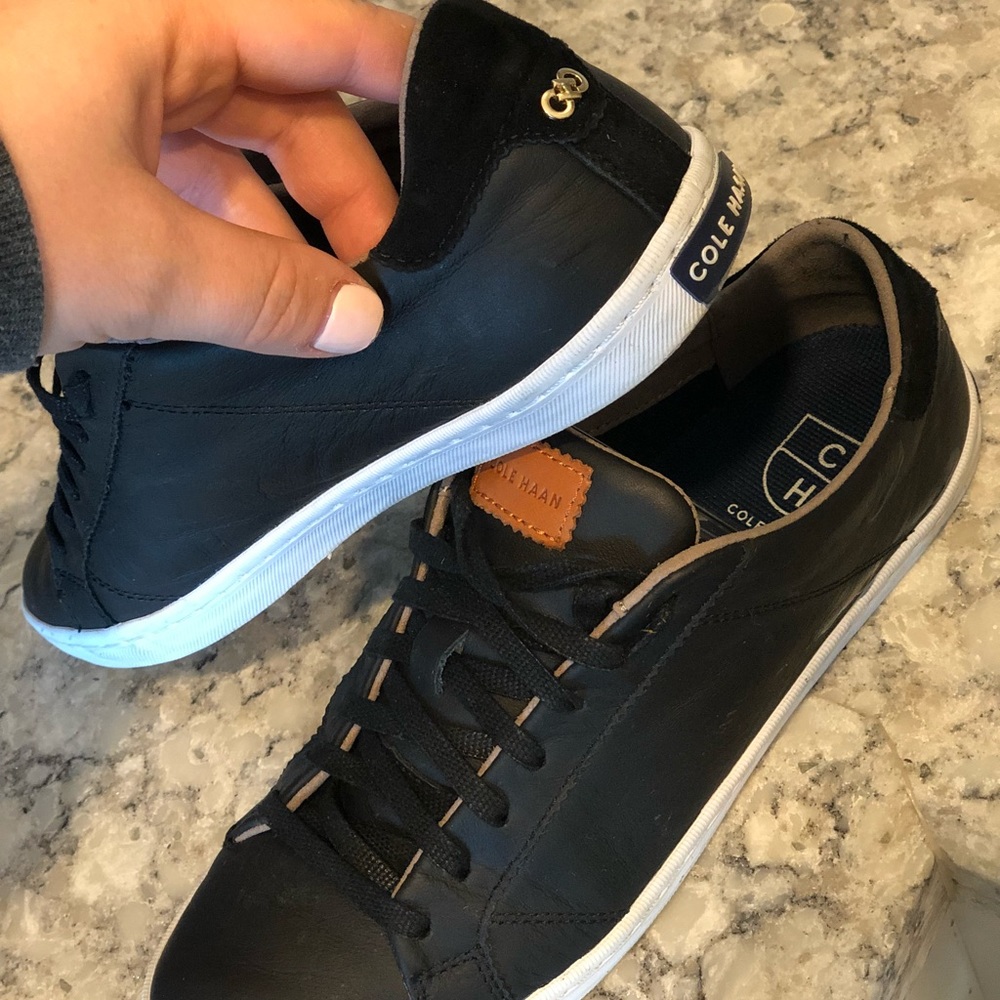 Black lace-up Cole Haan leather Margo sneaker